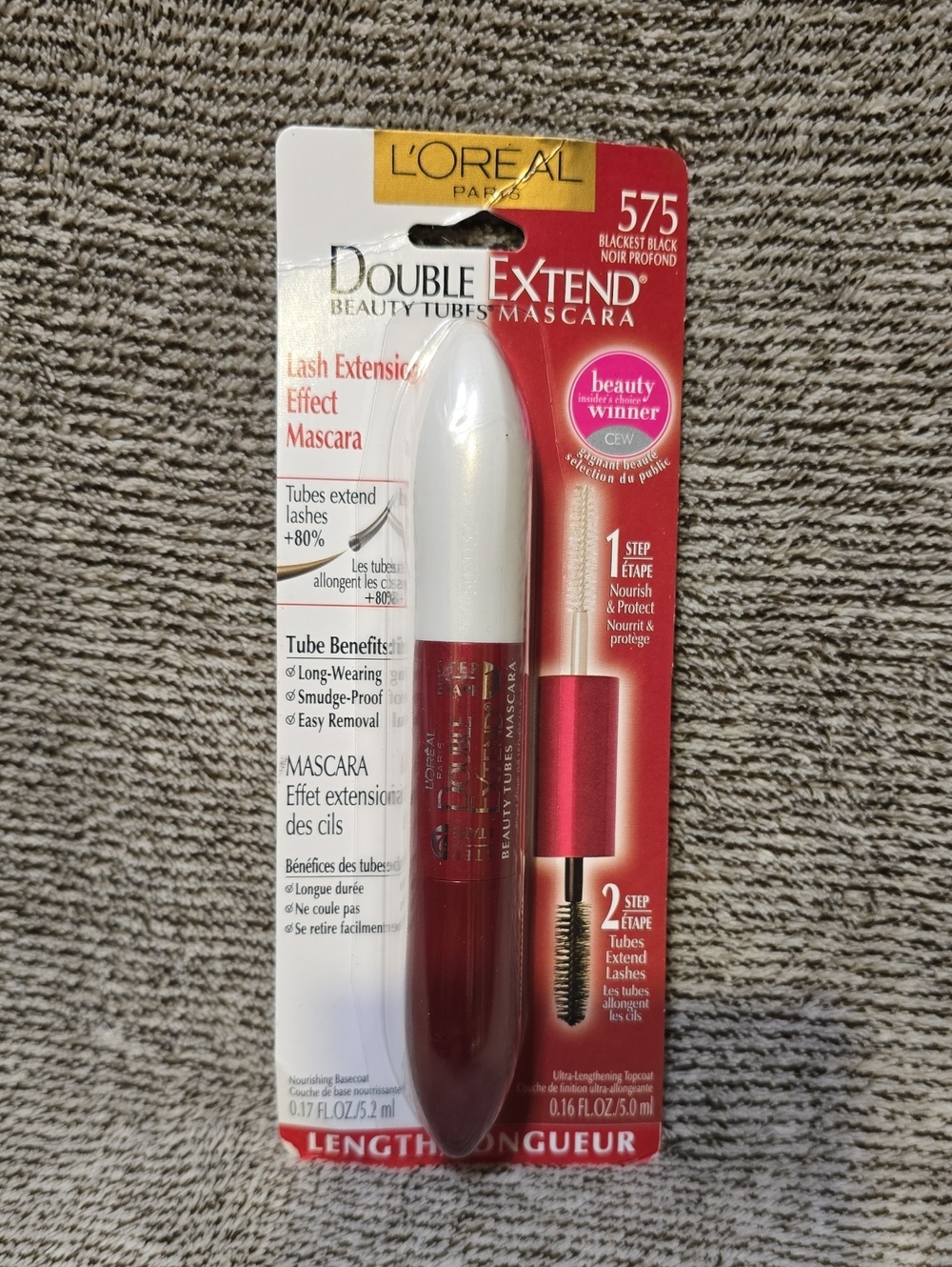 L'Oreal Double Extend Mascara 575 Blackest Black with Red Packaging